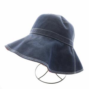 ハット 帽子 リボン 裏地チェック柄 57cm 紺 ネイビー 55501-728-29 /AN10