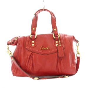 アシュレイ サッチェル ワンショルダーバッグ ハンドバッグ レザー ロゴ チャーム 赤 レッド F19247