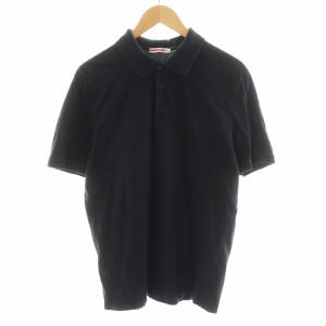 ポロシャツ 半袖 バッグデザイン コットン XL 黒 ブラック /AN46