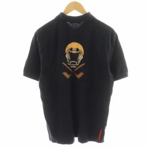 PRADA SPORT ポロシャツ 半袖 バッグデザイン コットン XL 黒 ブラック /AN46