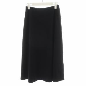 ジョーゼットダブルクロスフレアスカート ロング丈 36 黒 ブラック C436-006 /AN44