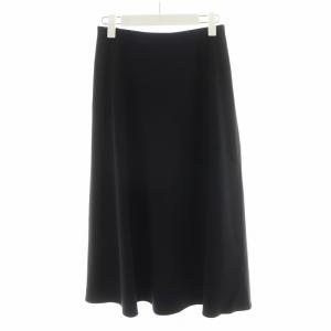 M-Premier BLACK ジョーゼットダブルクロスフレアスカート ロング丈 36 黒 ブラック C436-006 /AN44