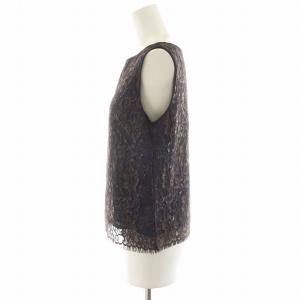 Diagram セットアップ シャツ ブラウス ノースリーブ タイトスカート ロング丈 レース 刺繍 36 紺 ネイビー