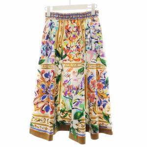 Chesty フレアスカート ロング丈 総柄 1 マルチカラー ベージュ 青 ブルー 赤 レッド 白 ホワイト 12S717