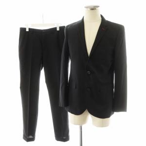 スーツ セットアップ テーラードジャケット シングル パンツ スラックス ロゴ刺繍 1 73 黒 ブラック