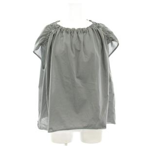 ブラウス シャツ プルオーバー ギャザー バックリボン フレンチスリーブ 38 グレー 102128-15-030-92-380