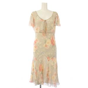 ワンピース シルク 花柄 半袖 ひざ丈 9 ベージュ WMBLDRSS3A00072 /TK