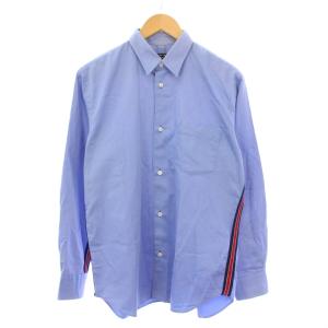 カジュアルシャツ 長袖 レギュラーカラー ストライプ柄 切替 S 水色 ライトブルー /BB