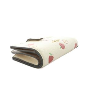 COACH 二つ折り財布 総柄 りんごモチーフ アップル柄 レザー アイボリー /NQ