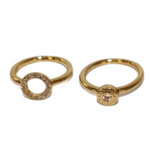 2連リング 指輪 ビジュー 14号 ゴールドカラー /KH