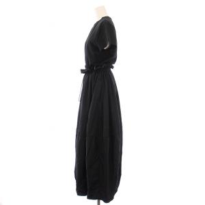 Adam et Rope' 23SS Tシャツドロストドッキングワンピース マキシ ロング 半袖 クルーネック 切替 ウエストゴム