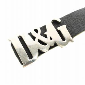 D&G ベルト ハトメ レザー ロゴバックル 38インチ 90cm 黒 ブラック /YT