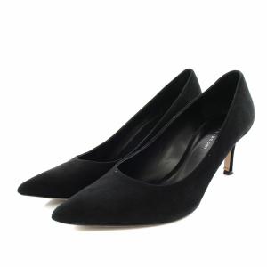パンプス ポインテッドトゥ ハイヒール スエード 38 黒 ブラック /YT