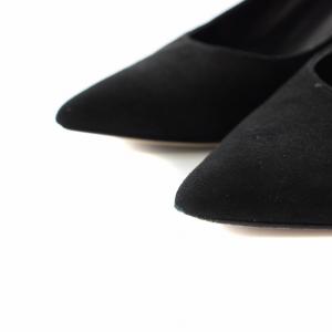 FABIO RUSCONI パンプス ポインテッドトゥ ハイヒール スエード 38 黒 ブラック /YT