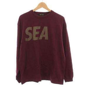 Tシャツ カットソー ロンT 長袖 クルーネック L ボルドー WDS-SEA-22S-01 /YM
