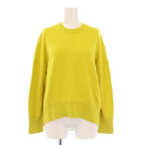 ウールカシミヤクルーネックプルオーバー ニット セーター 長袖 薄手 無地 S 黄緑 ライトグリーン 11-02-95-02621