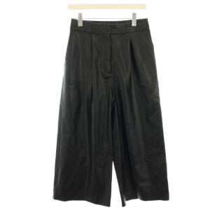 22AW レザーライククロスワイドクロップドパンツ ガウチョ タック 36 黒 ブラック 11042404031