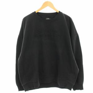 ロゴ刺繍コットンポリクルーネックスウェット トレーナー 裏起毛 長袖 XL 黒 ブラック M42028AR01