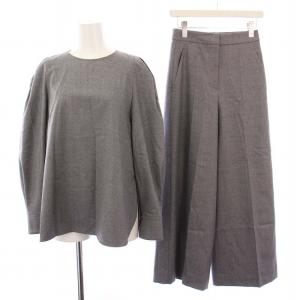 セットアップ ブラウス カットソー 長袖 ワイドパンツ スラックス 40 38 グレー M5M14-446-06