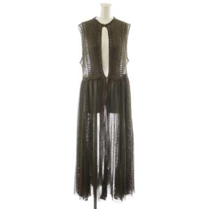 カーディガン ロング丈 ノースリーブ 総レース リネン 40 カーキ AK20S44618 /AN7