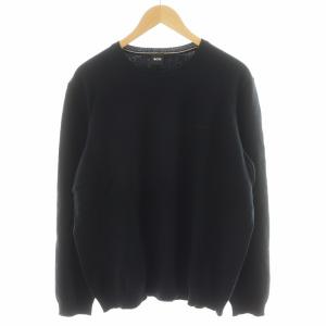 ニット セーター 長袖 ロゴ刺繍 ウール XXL 黒 ブラック 10157925 /AN26