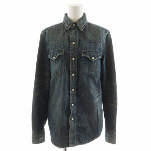 デニムシャツ ブラウス 長袖 2 青 ブルー 4664387WWTN /AN37
