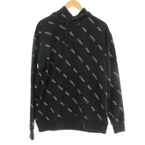 フルジップパーカー スウェットパーカー 長袖 モノグラムロゴ 総柄 S 黒 ブラック NL006585978B01