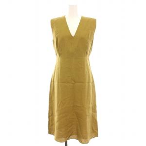 Deep V Easy Dress in Pure Linen リネン ワンピース ロング ノースリーブ