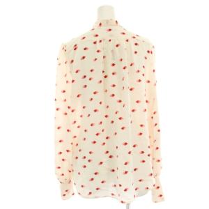 EQUIPMENT FEMME リップボウタイブラウス シャツ リボン 長袖 絹 シルク 総柄 XS 赤 レッド ピンク 21-2-008524