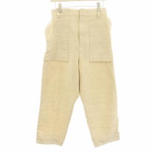 コットン シルク ネップ イージー スラックス ベイカーパンツ ワイド ジップフライ ベージュ 083-U353-245