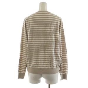 23区 25SS レーヨンポリエステルストレッチ カーディガン ボーダー柄 38 ベージュ 白 ホワイト KRWOGM0451