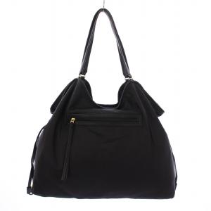 TORY BURCH トートバッグ ハンドバッグ 巾着型 ナイロン レザー ロゴ 黒 ブラック /BB