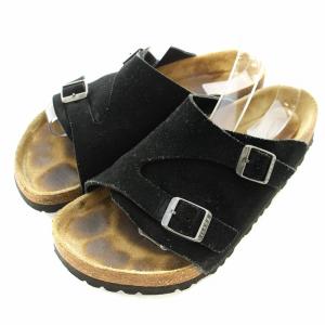 チューリッヒ ソフトフットベッド サンダル スエード ベルト 39 黒 ブラック /KU