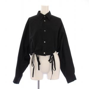 STUDIOUS別注 クロップドシャツ ブラウス 長袖 レギュラーカラー ショート丈 2 黒 ブラック