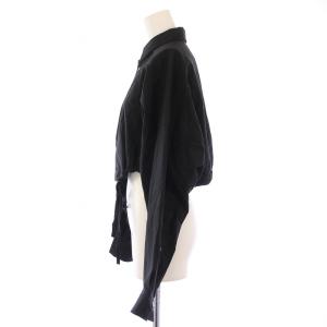 Ujoh STUDIOUS別注 クロップドシャツ ブラウス 長袖 レギュラーカラー ショート丈 2 黒 ブラック