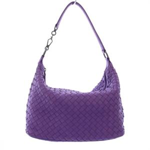 BOTTEGA VENETA イントレチャート アクセサリーポーチ ハンドバッグ パープル B04181337F