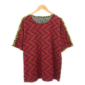 配色切り替えTシャツ カットソー 半袖 プリーツプリント 3 赤 緑 ME61JK159 /KH
