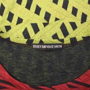 ISSEY MIYAKE MEN 配色切り替えTシャツ カットソー 半袖 プリーツプリント 3 赤 緑 ME61JK159 /KH