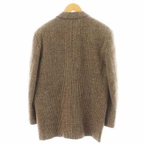 Papas ハリスツイード テーラードジャケット シングル チェック柄 ウール 46 茶 ブラウン /AN16