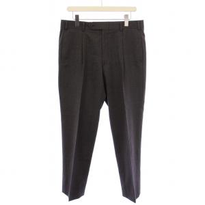 テーパードパンツ スラックス タック ジップフライ ウール カシミヤ混 W88 茶 ブラウン /BB