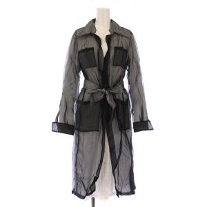 シャツワンピース シアー シルク 38 ブラック ホワイト