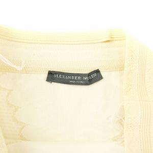 Alexander McQueen ニットスカート タイト ミニ 総柄 刺繍 シルク混 XS ベージュ 白 ホワイト SKAQ-LM-2003