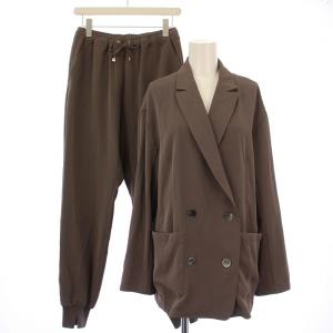 ダブルクロスジャケット セットアップ テーパード アウター ジョガーパンツ イージー ウエストゴム ストレッチ