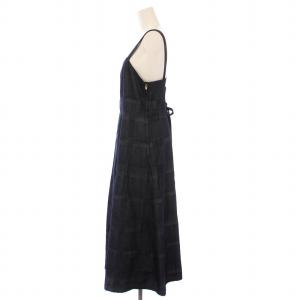 BLUE LABEL CRESTBRIDGE フレアワンピース ミモレ ロング キャミソール チェック柄 38 インディゴ /BB