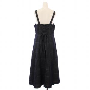 BLUE LABEL CRESTBRIDGE フレアワンピース ミモレ ロング キャミソール チェック柄 38 インディゴ /BB