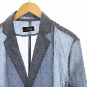 BARNEYS NEW YORK シャツジャケット テーラードジャケット シアー ナイロン 長袖 48 紺 ネイビー グレー 2071374