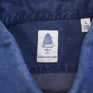 Finamore ボタンダウンシャツ カジュアル 長袖 レギュラーカラー 無地 L 紺 ネイビー /BB