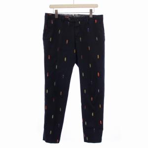 SUPER SLIM FIT スラックスパンツ ジップフライ 総柄 50 紺 /BM