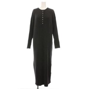 24AW ヘンリーネックリブニットワンピース ロング 長袖 グレー 24040200557030 /YM