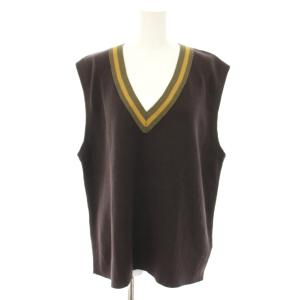 24SS リネン LINENニット ベスト VEST プルオーバー Vネック 麻 茶 ブラウン 24080220770020